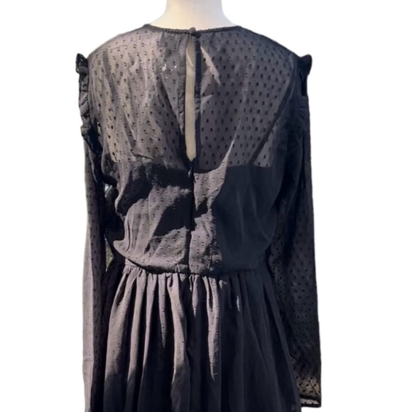 ASOS Floral Dress Black Sheer Embroidered 6 Tall - Picture 9 of 11